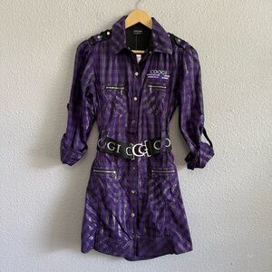 COOGI Purple & Black Metallic Dress Size Small NWT Belted